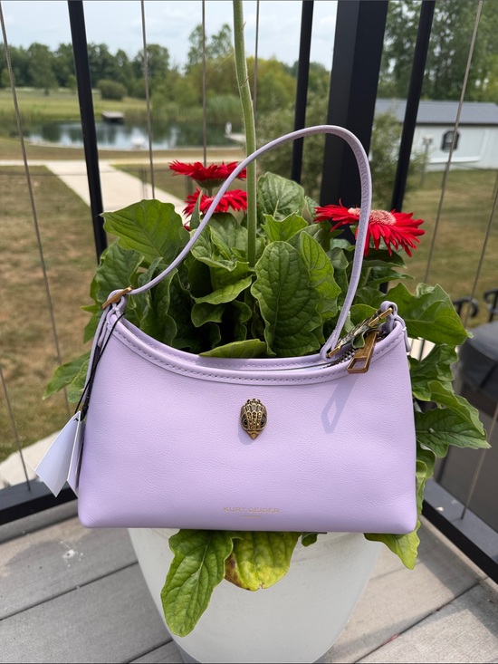 Kurt Geiger Handbags - Kurt Geiger Lavender Leather Shoulder Bag with Gold Hardware